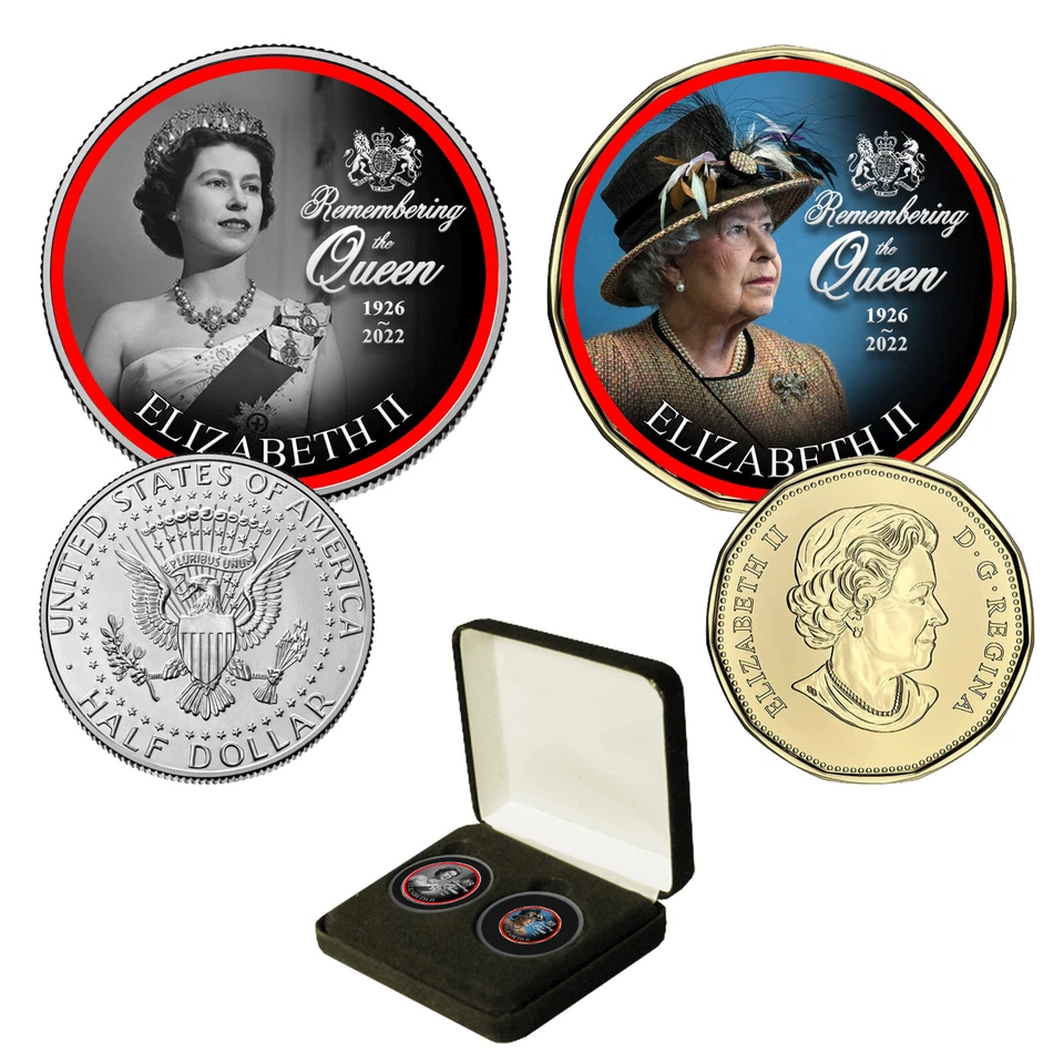 Juego de 2 monedas recuerdo SAR Reina Isabel II Foto 1 de 1