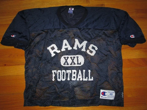 RAMS Vtg 1990s y2k Authentic Practice Mesh Mid Drift Jersey Los Angeles St louis Cover