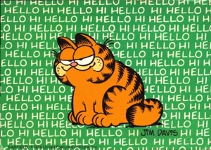 Vintage Postcard GARFIELD & Multiple "Hello" and "Hi" Signed: Jim Davis P3040 - Picture 1 of 2