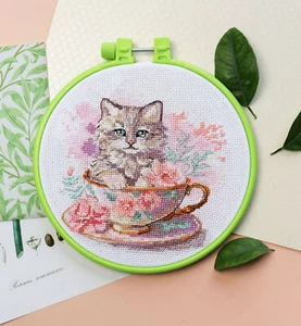 DIY Kreuzstich Kit "Teeparty" 6,7"x6,7", Abris Art - Bild 1 von 6