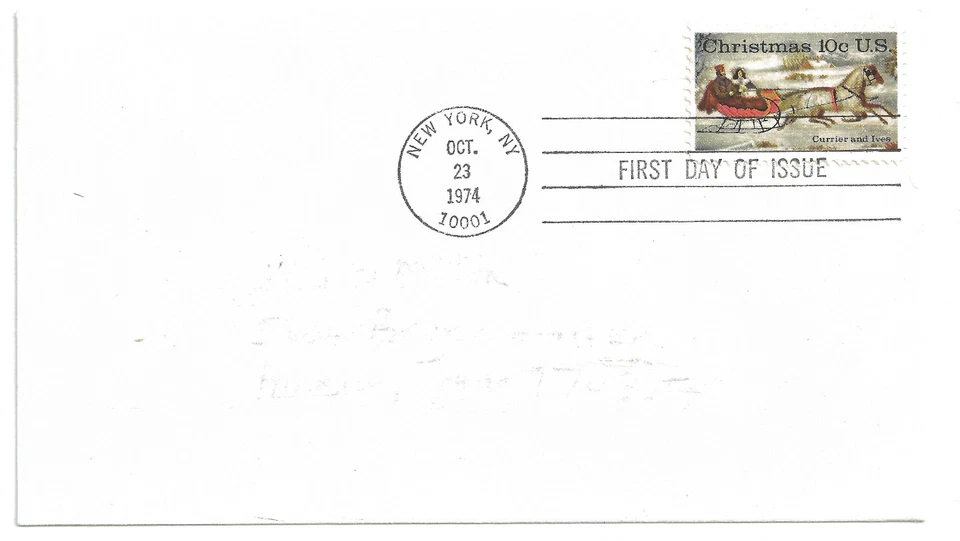 US First Day Cover - October 23, 1974 - Christmas - 10¢  stamp - Currier & Ives - Image 1 of 1
