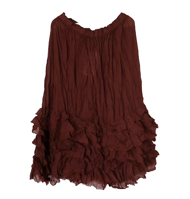 PRIVATSACHEN Rock BAKSTRAPS 48-50-52 (3) Ramie +fransige Volants 'mudcloth'braun - Bild 1 von 3