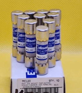 BOX OF 10 - EDISON MCL20 600V 20AFAST ACTING FUSE  [MG5-4] - Picture 1 of 4