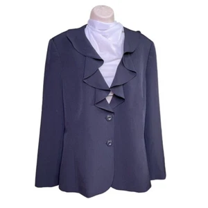 Preston & York Plus Size 18 Black Blazer Flowy Collar Button Front u - Picture 1 of 11