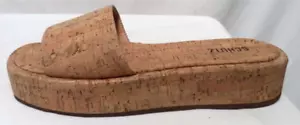 SCHUTZ Yara cork over leather platform Slides Sandals NEW Brazil Size Sz 9.5 - Picture 1 of 14