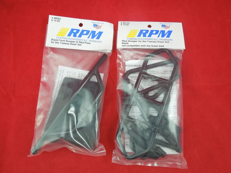 RPM TRAXXAS SLASH 4X4 FRONT + REAR BLACK BUMPER SET LCG + NON LCG 80122 80022 - Image 1 of 1