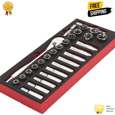 Milwaukee 1/2" 28pc Ratchet and Socket Set in Foam Insert - 4932479826 - Image 1 of 4