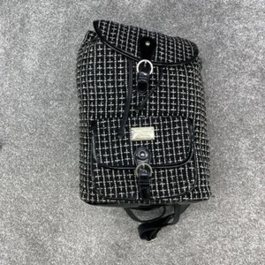 RED HERRING BLACK CREAM KNIT BACKPACK CHECKERED VINTAGE LOOK SATCHEL RUCKSACK - Picture 1 of 7