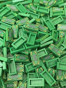 Lego 50 Stück Geldfliese / City Mini Figuren 1x2 grüne Fliesen mit 100 Muster - Bild 1 von 1