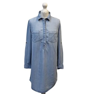 Oasis Blue Long Sleeve Denim Shirt Dress UK Women's 10 W30-36 - Picture 1 of 5