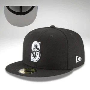 New Era 59Fifty Men Women Hat Basic Seattle Mariners Black Cap - 5950 - Picture 1 of 1