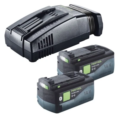 Festool 2x BP 18 Li 5,0 ASI EU 18 V 5,0 Ah 2x 577660 + SCA 16 Ladegerät 576953 - Bild 1 von 4