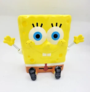 Nickelodeon Sponge Bob Square Pants Ceramic Coin Bank With Springy Arms 7in Tall - Picture 1 of 9