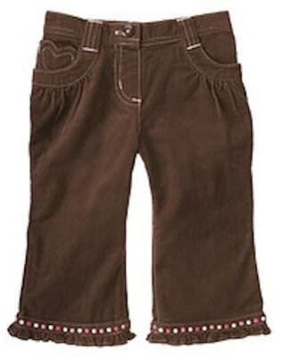 PANTALONES GYMBOREE USADOS EN EXCELENTE ESTADO DE COLECCIÓN MÁS DULCES QUE CHOCOLATE MARRÓN CORDÓN BOLSILLOS CORAZÓN TALLA 5T Foto 1 de 4