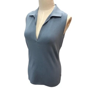 Loro Piana Women's V-neck tank top,sleeveless,blue size44 FAC0017 W215 LP02402 - Picture 1 of 8