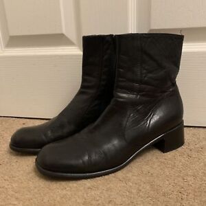 Classiques Entier Black Real Leather Heeled Ankle Boots Made In Italy UK Size 6