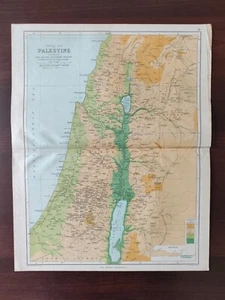 VINTAGE HISTORICAL MAP-PALESTINE ILLUSTRATING OLD & NEW TESTAMENT HISTORY-1925 - Picture 1 of 3