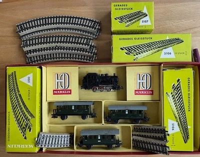 Märklin H0 3100 50/60iger Jahre Personenzug mit 42 div. Schienen  Fundus in OVP - Bild 1 von 4