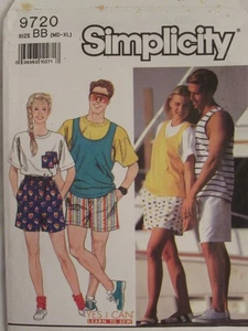 SIMPLICITY 9720 Mens/Misses/Teens T-Shirt Top & Shorts PATTERN M-L-XL/38-48C UC - Picture 1 of 3