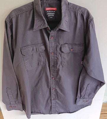 Craftsman Men's XL Twill Long Sleeve Dark Gray Work Shirt Pockets Workshirt - Image 1 of 4