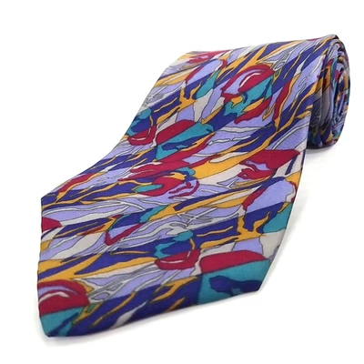 Corbata De Colección Geoffrey Beene Lujo Colorida Estampado Abstracto Seda 57" x 3.75" Foto 1 de 4