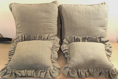 Vintage Waverly Green Gingham Throw Pillow Set of 4 Cottage Core - Image 1 of 3