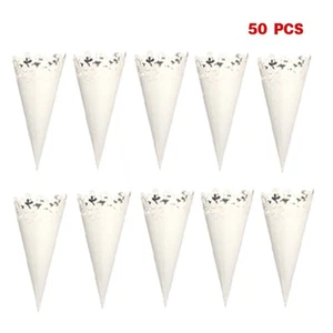 50pcs Cut Petal Lace Laying Candy Wedding Party Confetti Cones Pape - Picture 1 of 7