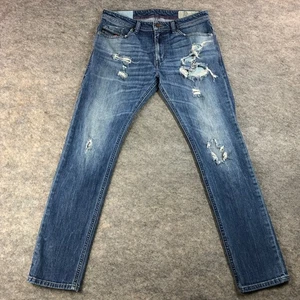 Diesel Thommer C Men's 31x32 Slim Skinny Blue Distressed Denim Jeans - Picture 1 of 16