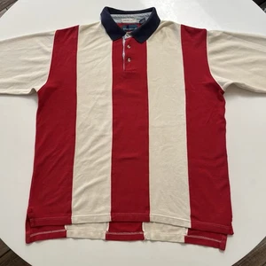 Vintage Rugby Shirt Mens XLarge Colorful Cream Red Vertically Striped Colorblock - Picture 1 of 9