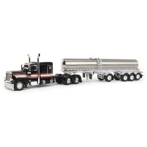 1/64 Black Peterbilt 379 w/ Quad-Axle Walker Milk Tanker First Gear DCP 60-1780 - Picture 1 of 5
