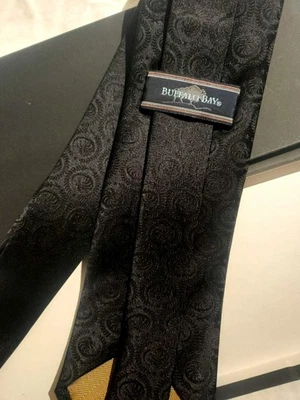 Mens Black 100% Silk Neck Tie NEW in Giftbox — 第 1/4 张图片