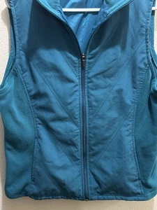 Columbia Women Size L Sleeveless Full Zip Quilted Lightweight Blue Vest Pockets - Picture 1 of 5
