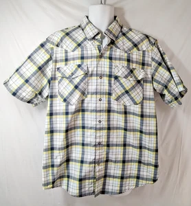 Magellan Outdoors Fishing Shirt L Gray Plaid Vented Loose Fit Mag Wick Snap - Picture 1 of 12