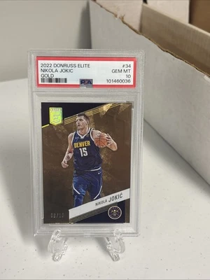 2022 Nikola Jokic Donruss Elite Gold /10 #34 PSA 10 Denver Nuggets - Image 1 of 2