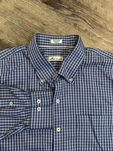 Peter Millar Men’s XXL Blue Purple Check Crown Soft Button Down Shirt Silk Blend - Picture 1 of 6