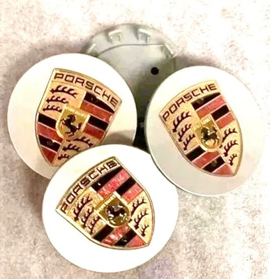SET OF 4 76mm Silver Porsche Center Caps  911 Cayenne Panamera Cayman - Image 1 of 3