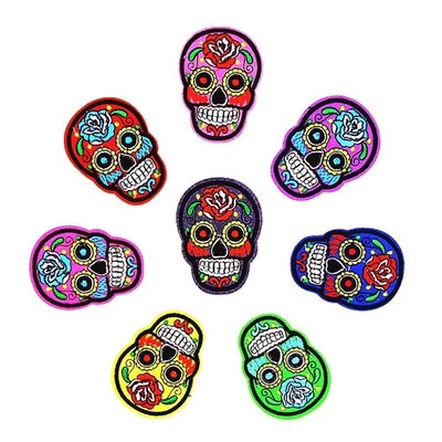 Patches, Rock Patches, Embroideried Sugar Skull - Image 1 of 4