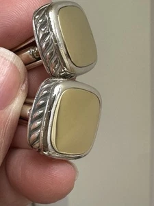 DAVID YURMAN STERLING 925 & 18KT YELLOW GOLD SQUARE BRAIDED CABLE CUFFLINKS - Picture 1 of 11