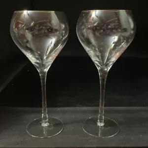 2 LENOX Silhouette GOLD Rim Water Goblets EUC - Picture 1 of 2