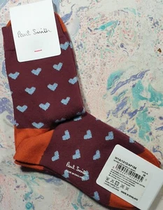 Paul Smith Women Italian Socks Malia Heart Damson Orange F155 OneSize CottonMix - Picture 1 of 5