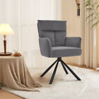 Home Office 180° Swivel Grey Velvet Armchair Dining Bar Leisure Chair Metal Legs