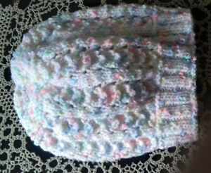A  Varigated  Hand Knitted Toddlers Beanie hat in DK yarn