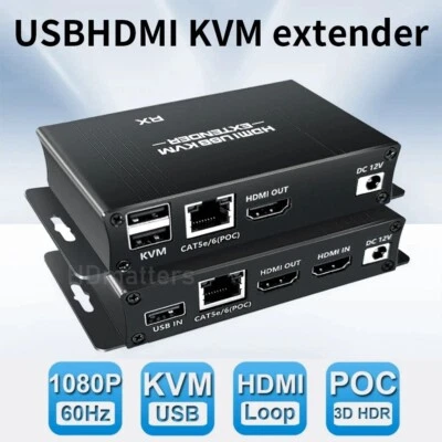 60M HDMI KVM Extender POC over Ethernet Cat5e/cat6 1080P RJ45 HDMI USB Extender - Bild 1 von 4