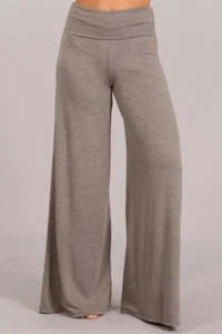 Chatoyant Wide Leg Palazzo Heather Knit Heather Taupe Large - Picture 1 of 4