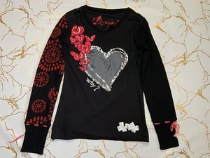 Desigual Women Black Cotton Sequin Sweater Geometric Pattern Size Small - Picture 1 of 8