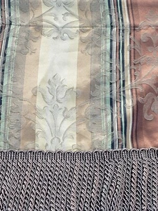 De colección J C Penney Cenance Damasco flecos óxido oro verde rayas crema hecha en EE. UU. - Imagen 1 de 9