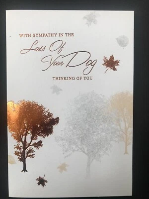 Sympathy bereavement condolence card, loss of dog, trees, 7" x 5" - Image 1 of 3