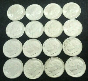 (16) LLAVE/MEJOR FECHA BU ROOSEVELT PLATA 10c 1949-P,D,&S 1950-S, 1951-S, etc(9240) - Imagen 1 de 2