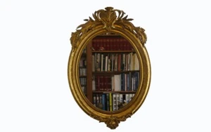 Miroir oval XIXème siècle XIXème / 19th century oval mirror, gilded - Picture 1 of 10