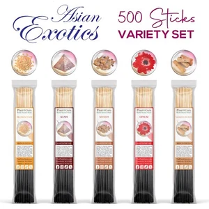 ASIAN EXOTICS Incense Sticks 11" Variety Pack Bulk 500 Wholesale Set Hand Dipped - Picture 1 of 20
